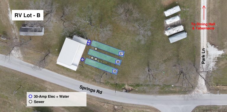 Lot B – RV Space – Dedicated 30A Elec. + Water/Sewer (35 – 37)