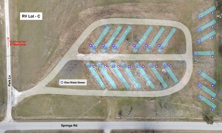 Lot C – RV Space – Dedicated 50A Elec + Water/Sewer (38 – 57)