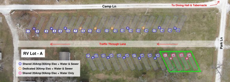 Lot A – RV Space – Shared 20A Elec. or 30A Elec. + Water Only  (#31 – #34)